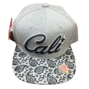 Big Bear Cali California Republic Snapback Baseball Cap Hat Grey Paisley